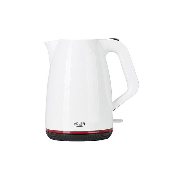 Fierbator Electric Adler AD 1277, 1.7L, 2200W, Filtru Anticalcar si Baza Pivotanta, Alb